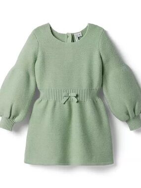 Janie and Jack Knit Puff-Sleeve Dress with Waist Bow